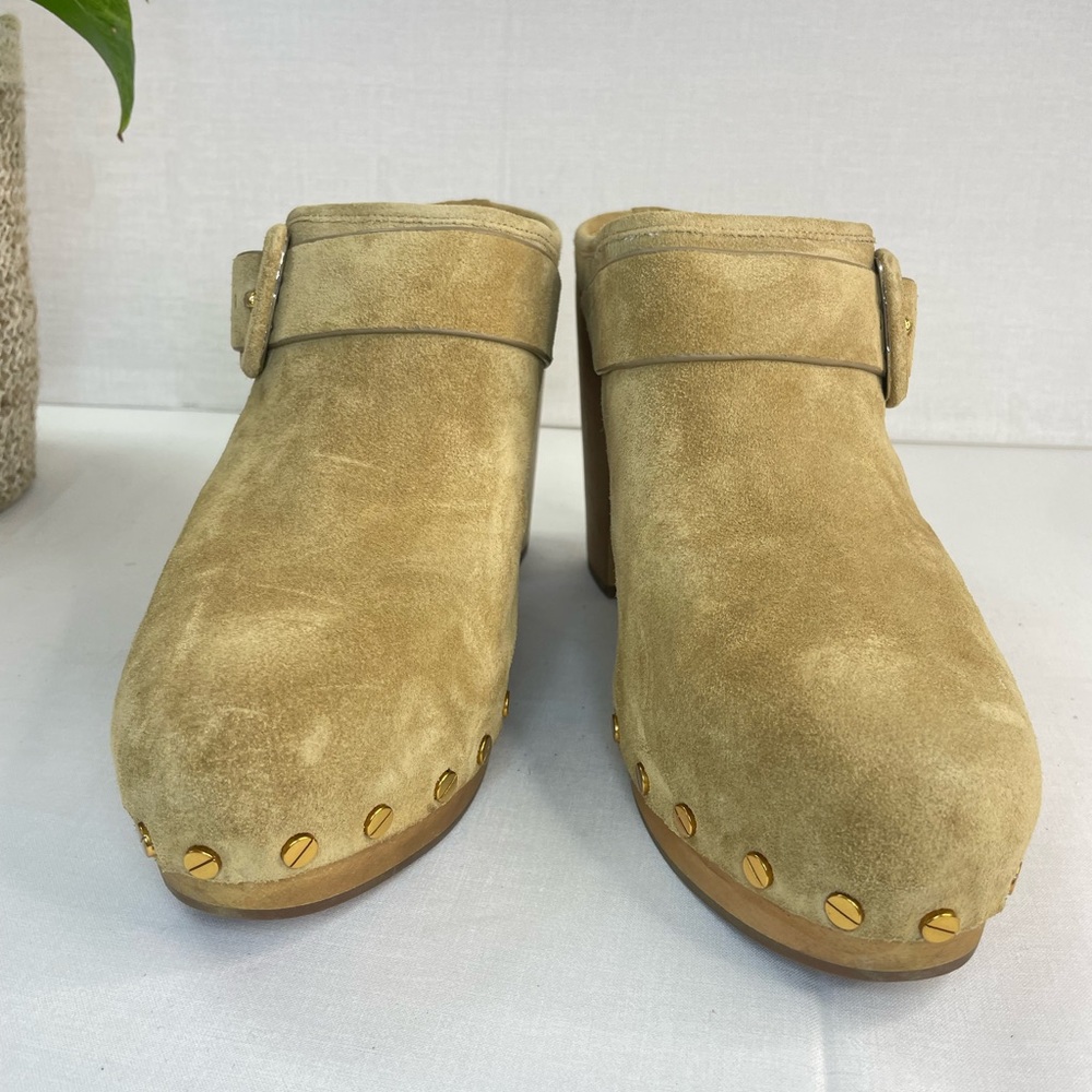 Veronica Beard Dacey Suede Studded Block Clogs in sand sz‎ 10 M (F 655) - Picture 13 of 16